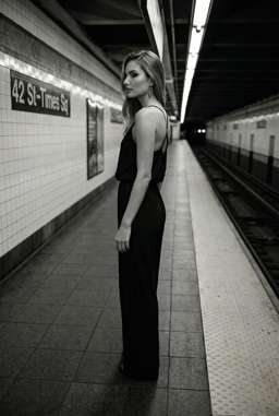 Anna 2 Flowy - B&W Subway Platform [VAR:2] [Rotated 58° Right]